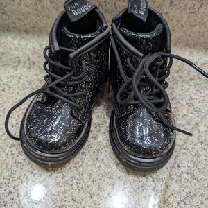 Kids Black Glitter Boots
